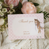 Gallop on Over Girls Pink Horse Birthday サンキューカード