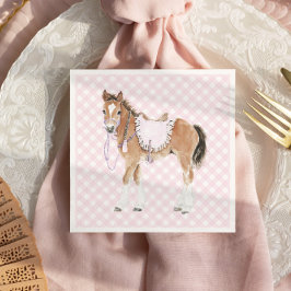 Gallop on Over Girls Pink Horse Birthday スタンダードカクテルナプキン