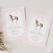Gallop on Over Girls Pink Horse Birthday 招待状