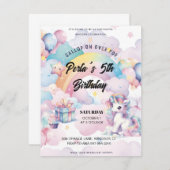 Gallop on Over the Rainbow unicorn Invitation  出欠カード (正面/裏面)