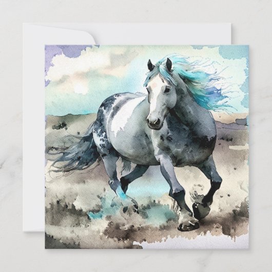 Galloping Draught Horse Watercolour  招待状 (正面)