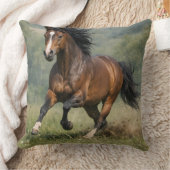 Galloping Horse Throw Pillow – Realistic Equestria クッション (ブランケット)