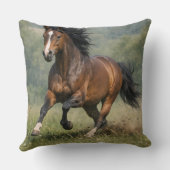 Galloping Horse Throw Pillow – Realistic Equestria クッション (裏面)