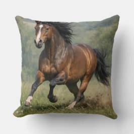 Galloping Horse Throw Pillow – Realistic Equestria クッション