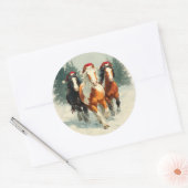Galloping Horses Christmas Sticker ラウンドシール (封筒)