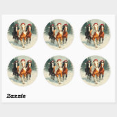 Galloping Horses Christmas Sticker ラウンドシール (シート)