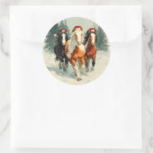 Galloping Horses Christmas Sticker ラウンドシール (バッグ)