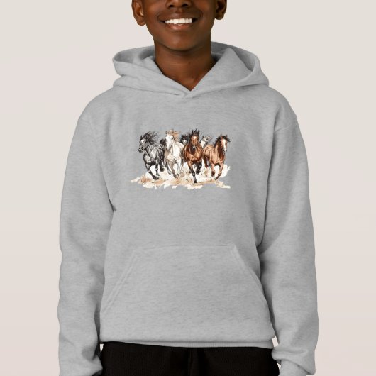 Galloping Horses Kids Sweatshirt (正面)