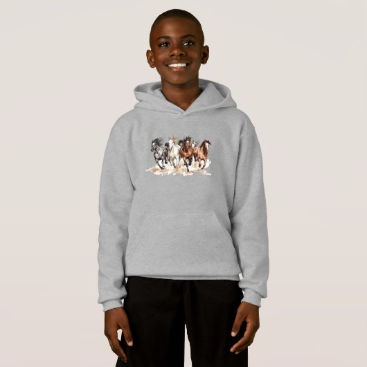 Galloping Horses Kids Sweatshirt (正面フル)