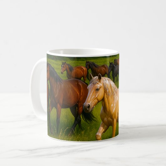 Galloping Horses Nature  コーヒーマグカップ (正面左)