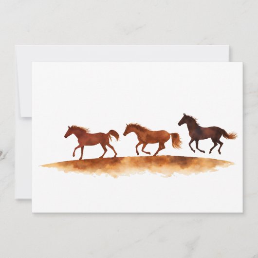 Galloping Horses on Watercolor Plain 招待状 (正面)