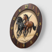 Galloping Stallions Desert Sand ラージ壁時計 (傾斜)
