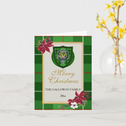 Galloway Scottish Clan Tartan & Crest カード (黄色い花)