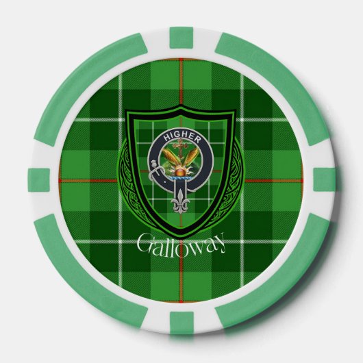 Galloway Scottish Clan Tartan & Crest ポーカーチップ (正面)