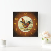Gallus Domesticus (Rooster)キッチン –  スクエア壁時計 (ホーム)
