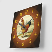 Gallus Domesticus (Rooster)キッチン –  スクエア壁時計 (傾斜)
