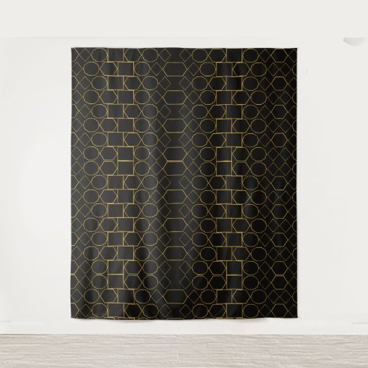 Galmourous Golden Geometric pattern タペストリー (正面)