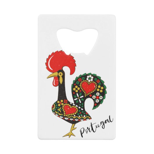 Galo de Barcelos Portugueseのオンドリ クレジットカード栓抜き (正面)