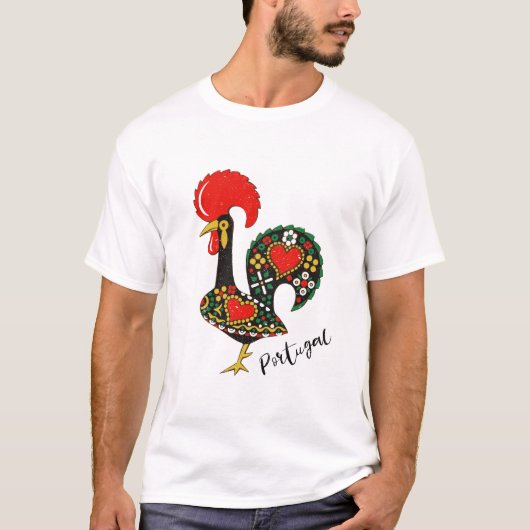 Galo de Barcelos Portugueseのオンドリ Tシャツ (正面)