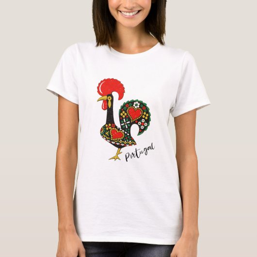 Galo de Barcelos Portugueseのオンドリ Tシャツ (正面)