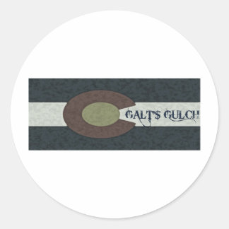 Galt's Gulch – 赤と青の組み合わせデザイン ラウンドシール