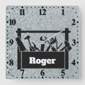 Galvanized metal with toolbox personalized スクエア壁時計 (正面)