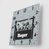 Galvanized metal with toolbox personalized スクエア壁時計 (傾斜)