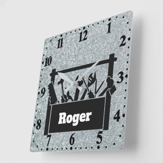 Galvanized metal with toolbox personalized スクエア壁時計 (傾斜)