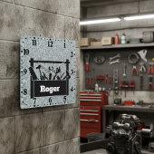 Galvanized metal with toolbox personalized スクエア壁時計