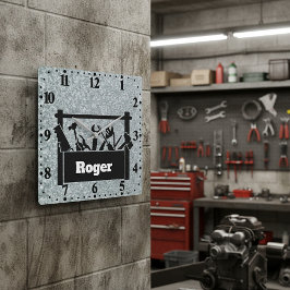 Galvanized metal with toolbox personalized スクエア壁時計