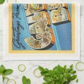 Galvestonのビーチのテキサス州TXのヴィンテージ旅行記念品 キッチンタオル (折り畳み)