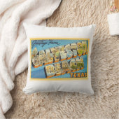 Galvestonのビーチのテキサス州TXのヴィンテージ旅行記念品 クッション (ブランケット)