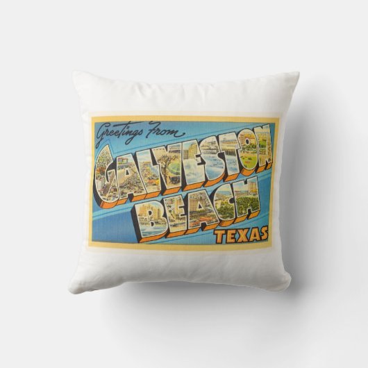 Galvestonのビーチのテキサス州TXのヴィンテージ旅行記念品 クッション (裏面)