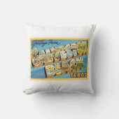 Galvestonのビーチのテキサス州TXのヴィンテージ旅行記念品 クッション (正面)