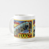 Galvestonのヴィンテージの郵便はがきのマグからの挨拶 コーヒーマグカップ (正面左)