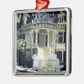 Galvestonの水彩画、1890年のJ.C. Trube House メタルオーナメント (左)