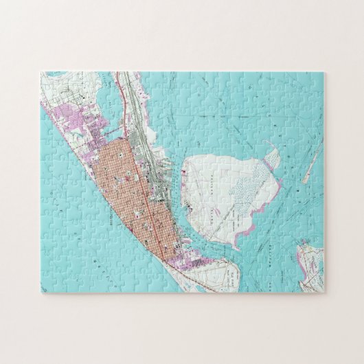 Galvestonテキサス州のヴィンテージの地図(1954年) 2 ジグソーパズル (横)