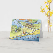 Galvestonテキサス州の漫画の地図 カード (黄色い花)