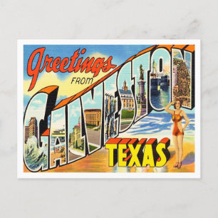 Galveston, テキサス州・ヴィンテージ・トラベルからの挨拶 ポストカード