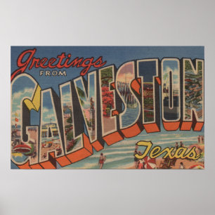 Galveston、テキサス州-大きい手紙場面2 ポスター