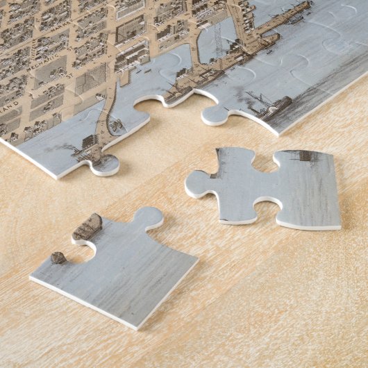 Galveston (1871年)のヴィンテージの絵解き地図 ジグソーパズル (側面)