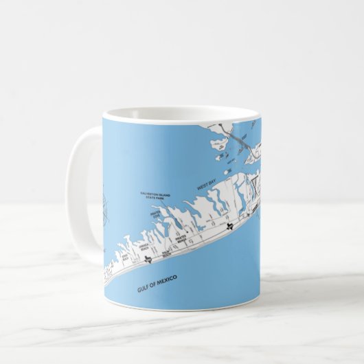 Galveston Beach Map Mug コーヒーマグカップ (正面左)