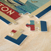 Galveston Sailboat Vintage Travel Texas ジグソーパズル (側面)