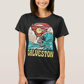 Galveston Texas Beach Vintage Surfer Retro Eightie Tシャツ