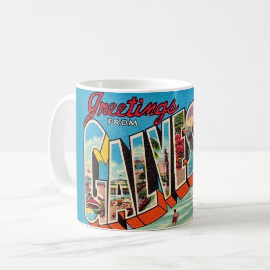 Galveston Texas Postcard Mug コーヒーマグカップ (正面左)