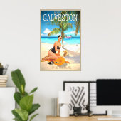 Galveston Texas Travel Poster Princess Beach Royal ポスター (ホームオフィス)