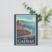 Galway Ireland Illustration Travel Art Vintage ポストカード (スタンド正面)