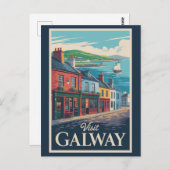 Galway Ireland Illustration Travel Art Vintage ポストカード (正面/裏面)