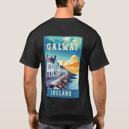 Galway Ireland Travel Poster Tシャツ (裏面)