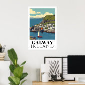 Galway Ireland Vintage Harbour Travel Art ポスター (ホームオフィス)